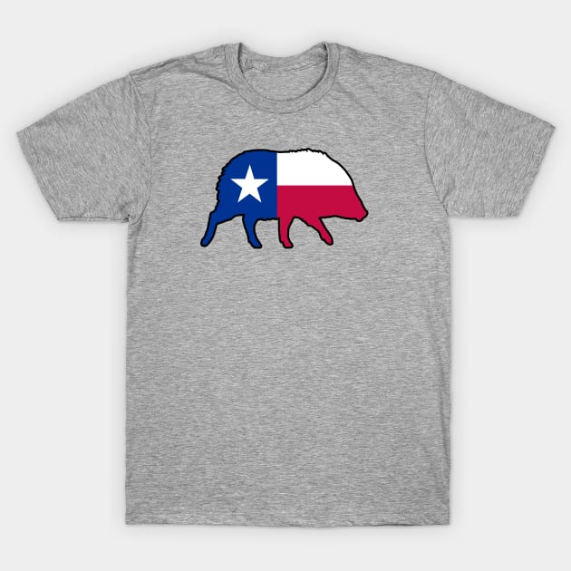 Javelina Silhouette with Texas Flag T-Shirt by Coffee Squirrel